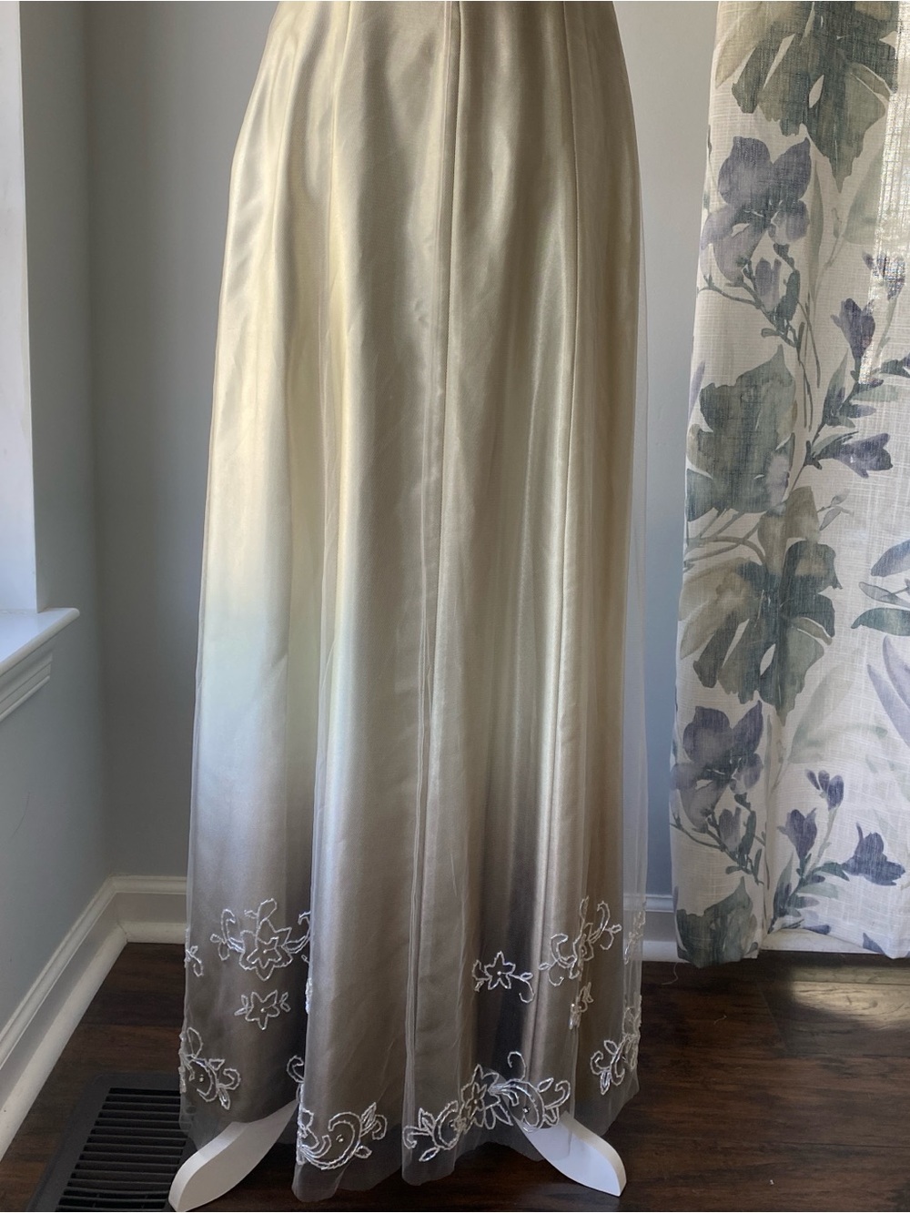 Vintage 90s Cache Ombré Floral Beaded  Whimsigoth Maxi Dress Y2K Prom Gown 8 - Picture 9 of 12